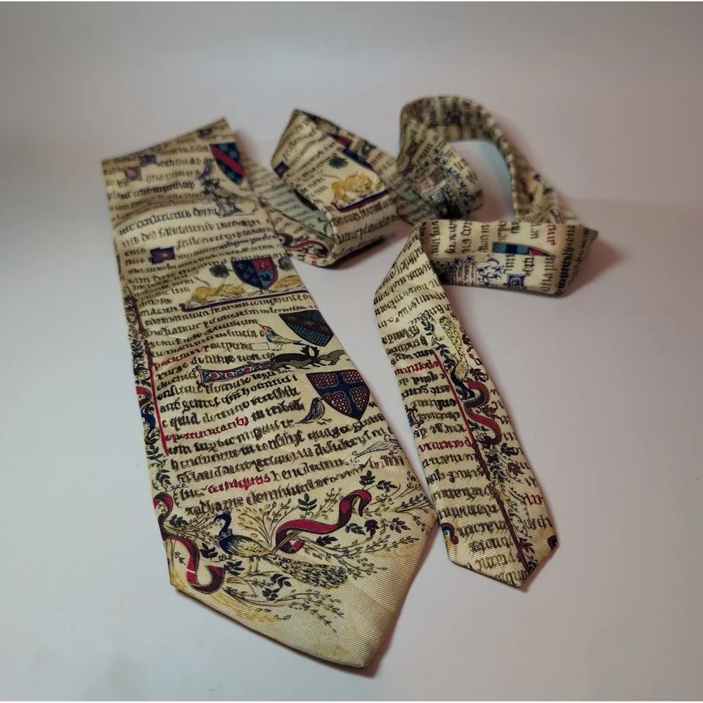 Alynn Illuminated Manuscript 100% Silk Tie Medieval Art Renaissance USA Made